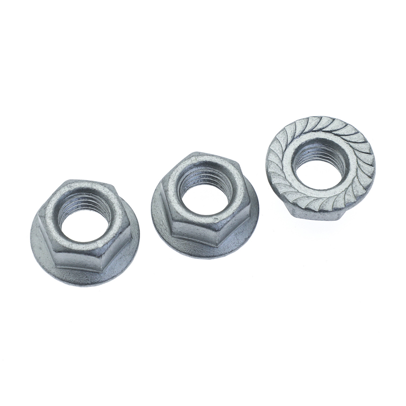Tuercas con brida hexagonal HDG de acero al carbono con dentado DIN6923